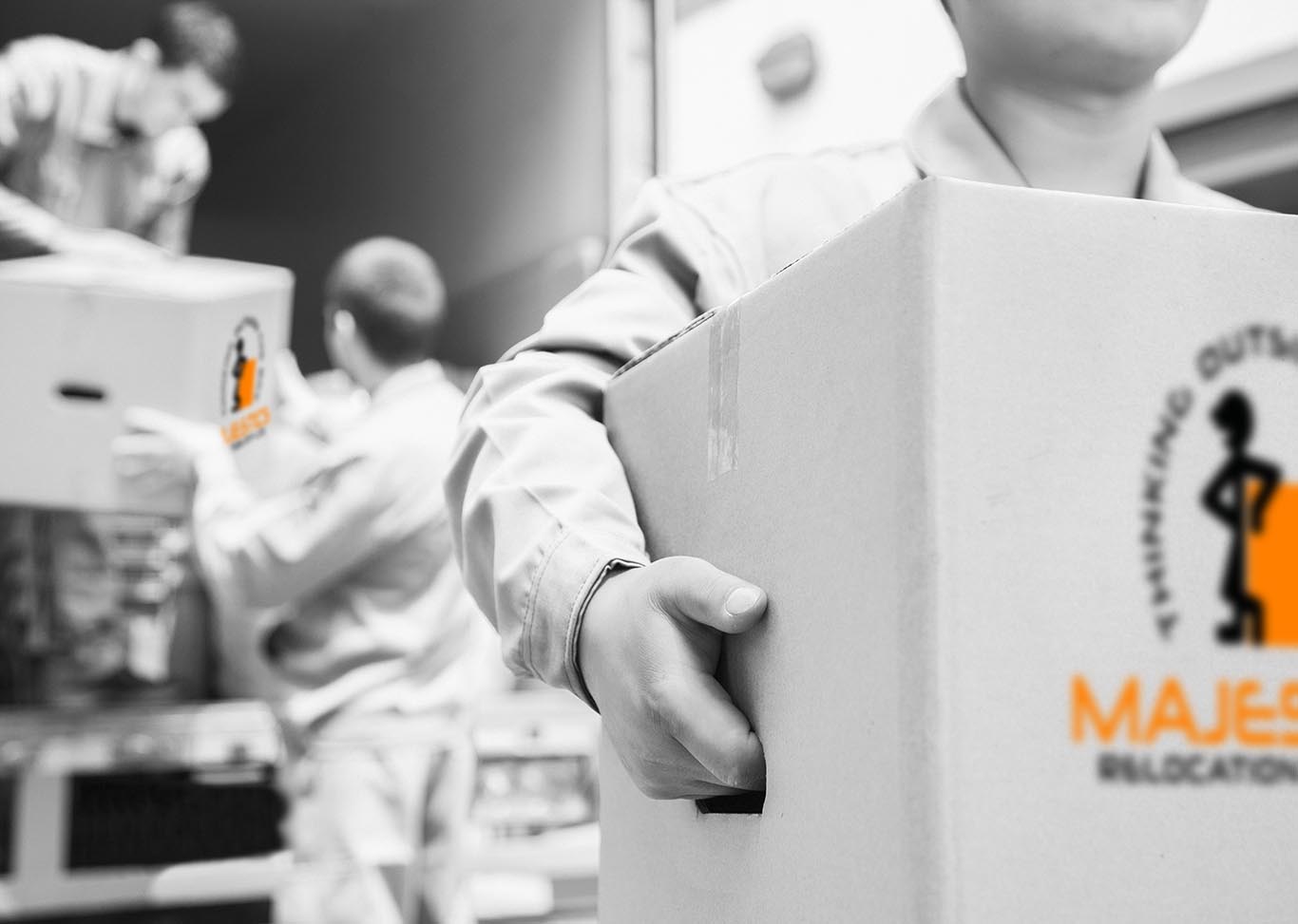 Majestics crew moving office furniture during a Melbourne office relocation